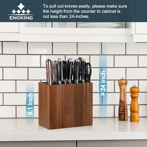 Universal Acacia Wood Knife Block Without Knives