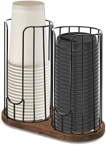 2-Compartment 18oz Coffee Cup Dispenser Rack
