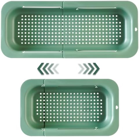 Extendable Sink Colander Strainer Basket, Green
