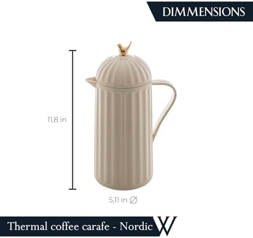 WOLFF 1 Liter White Bird Thermal Coffee Carafe, Plastic Exterior with