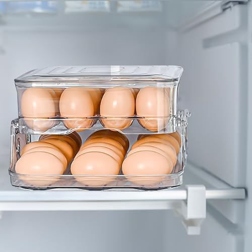 Cabilock PET Egg Storage Box Double Layer Automatic Rolling Dispenser