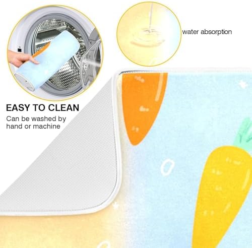 OTVEE Cute Carrot Art Dish Drying Mat for Kitchen Counter Absorbent