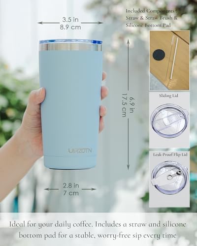20oz Travel Coffee Tumbler, Insulated Travel Mug, Light Blue