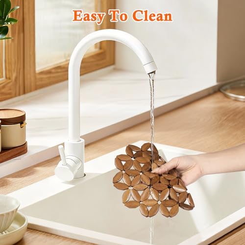 9 Pack Bamboo Trivet Mat for Hot Dishes, 6.5/8.3/10 Inch Heat
