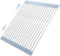 20.27 x 13.19 Inch Roll Up Dish Drying Rack, Expandable Over Sink Drying Rack 304 Stainless Steel Drainer for Counter Kitchen Home RV Essentials Foldable Over Sink Drying Rack, Grey