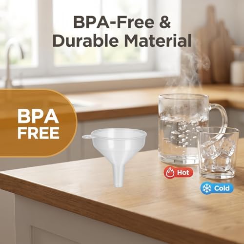 Small Funnels, 5 Pack for Filling Small Bottles, 10mm Spout