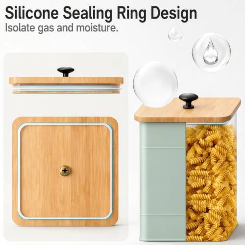 Canister Set for Kitchen Countertop, 4 Airtight Metal Canisters Sage