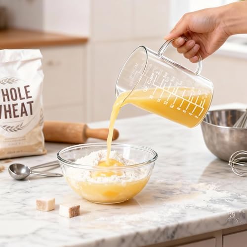 BCnmviku Graduated Glass Measuring Cup 16Oz/2Cups/500ml Easy to Read