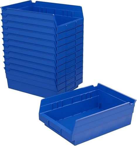 Akro-Mils 30150 Shelf Bins, 12"x8"x4", Blue, 12-Pack