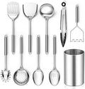 E-far 10-Piece Stainless Steel Kitchen Utensil Set with Holder