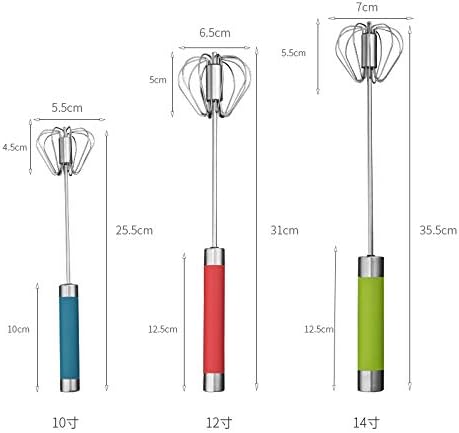 Stainless Steel Semi-automatic Egg Whisk - 3PCS Hand Push Rotary Whisk