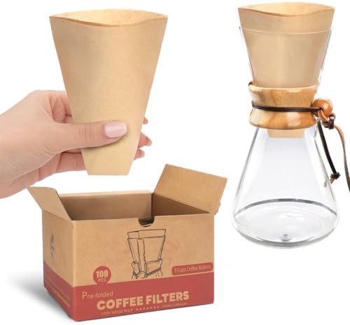 100 Count Unbleached Coffee Filters for Chemex Coffee Maker