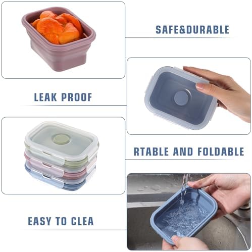 6 Pcs Silicone Food Containers 11.8 oz Collapsible Storage Containers