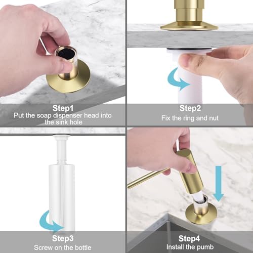 Samodra Sink Soap Dispenser, Metal Pump Head, 12 OZ PET Bottle