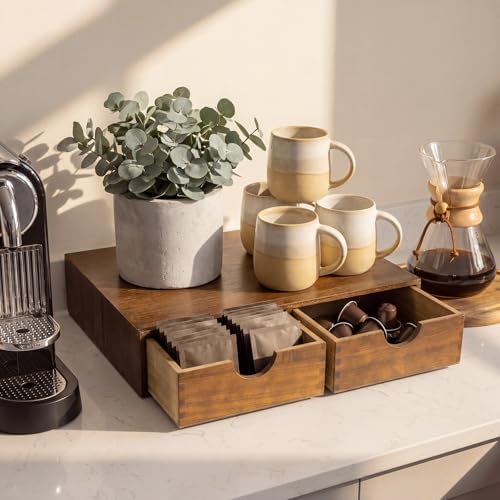 Novabright Wood Tea Bag Organizer Coffee Pods and Tea Storage Box
