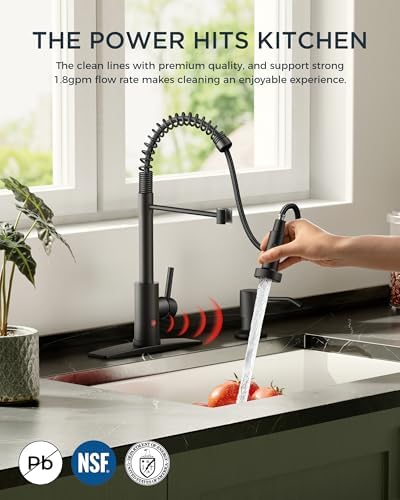 FORIOUS Black Touchless High Arc Kitchen Faucet