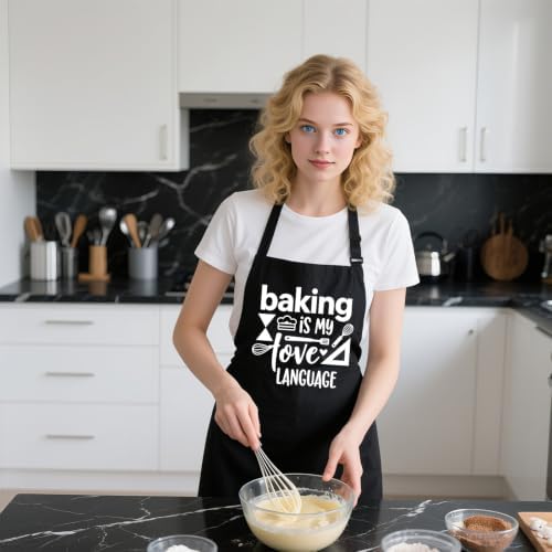 Funny Apron for Women with 2 Pockets, Adjustable Kitchen Apron for