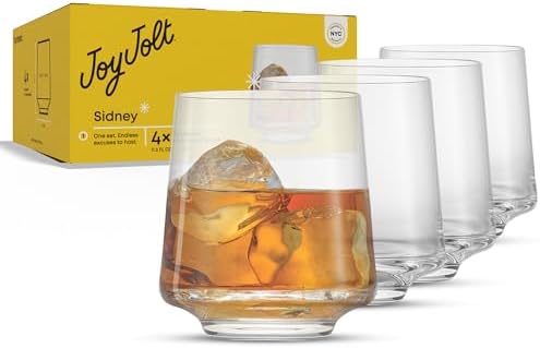 JoyJolt Sidney Double Old Fashioned Glasses Set of 4 | 11.5 oz Rocks