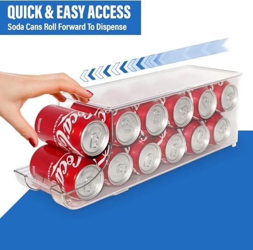Soda Can Organizer with Lids, Holds 12 Cans Each