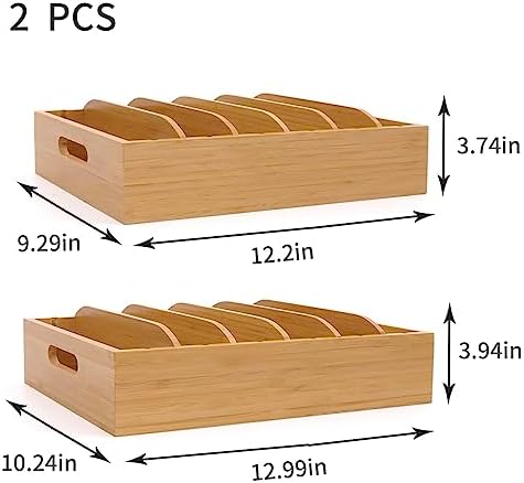 Bamboo Lid Holder Food Container, Kitchen Organizer with 5 Adjustable