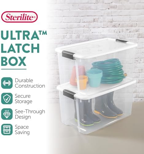 Sterilite Ultra Latch Box with Lids, 70 Quart, 4-Pack