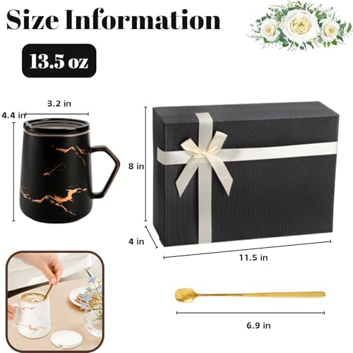 ZENFUN 2 Pack Ceramic Mug Set for Couple, Coffee Mugs with Gift Box