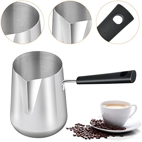 Set of 2 Milk Warmer Pot, 11.83 oz/30.43 oz Turkish Coffee Pot
