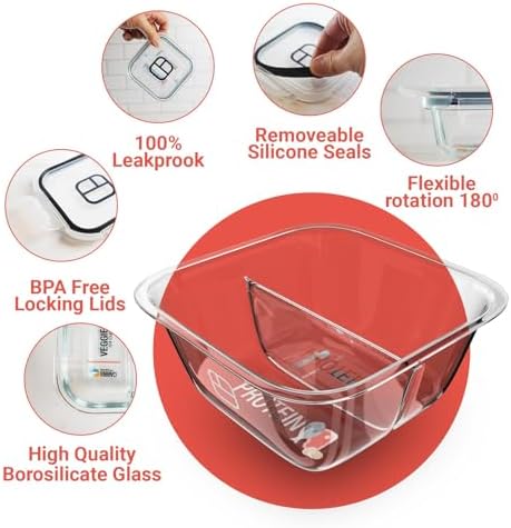 Portion Control Containers for Bariatric Meals – 8 oz Glass Meal Prep
