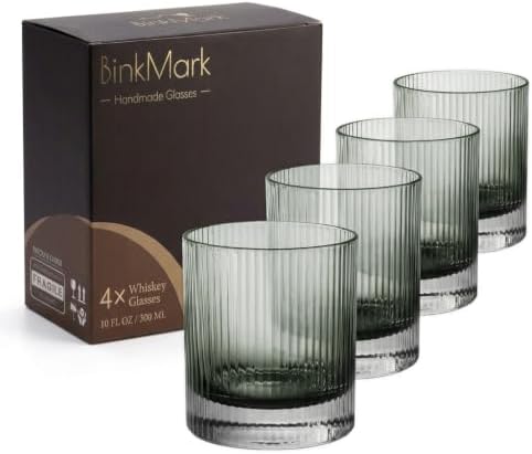 Handcrafted Whiskey Glasses Set of 4,10oz - Lead-Free Crystal