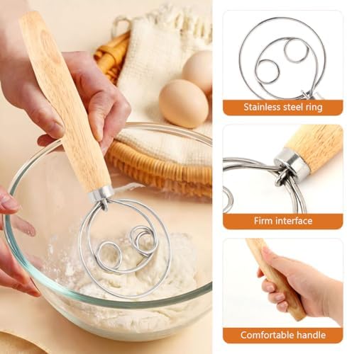 Sourdough Bread Baking Tool Set -Danish Dough Whisk Set of 6 Pieces