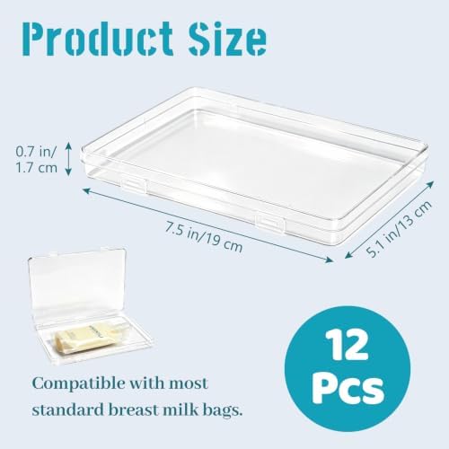 12 Pcs Clear Flat Breast Milk Freezer Storage Organizer,Space Saving