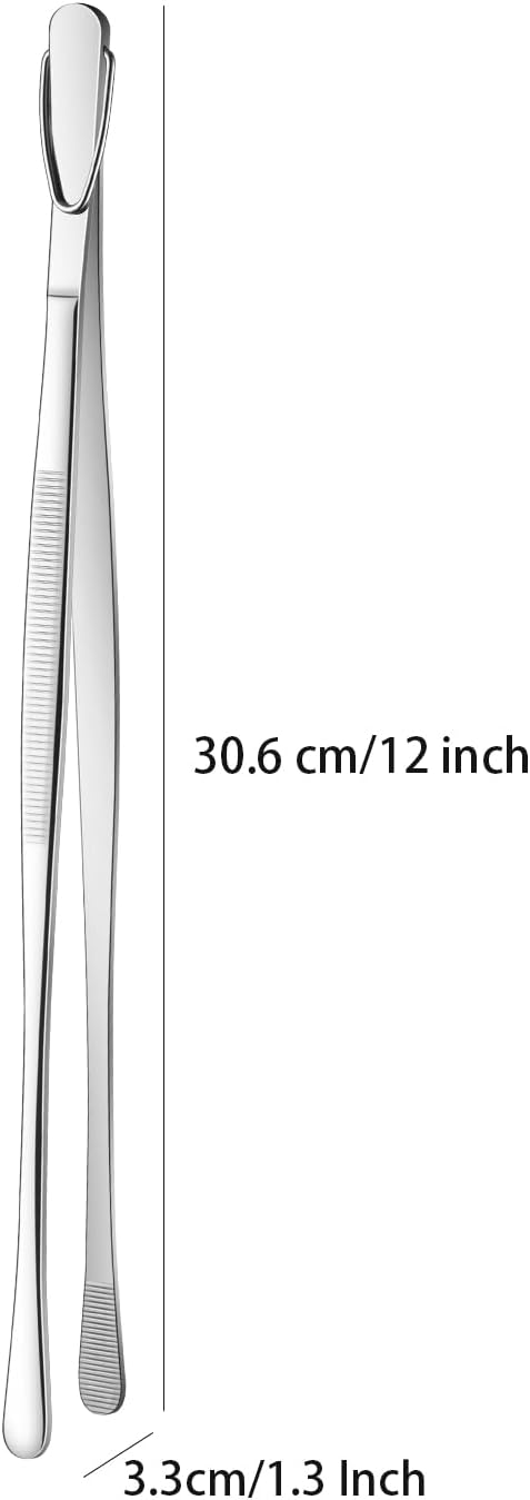 DEHOV 12 Inch Stainless Steel Kitchen Long Food Tweezers - Image 3