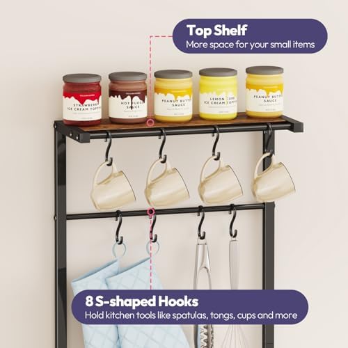 SWTYMIKI Bakers Rack with Storage, Espresso