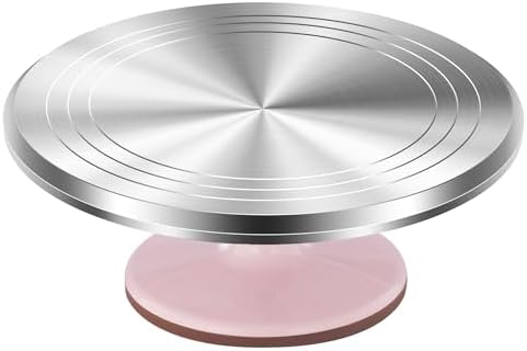 Kootek 12-Inch Pink Aluminum Alloy Cake Turntable