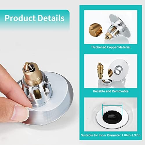 Sink Stopper, Bathroom Sink Drain Strainer with Hair Catcher, for