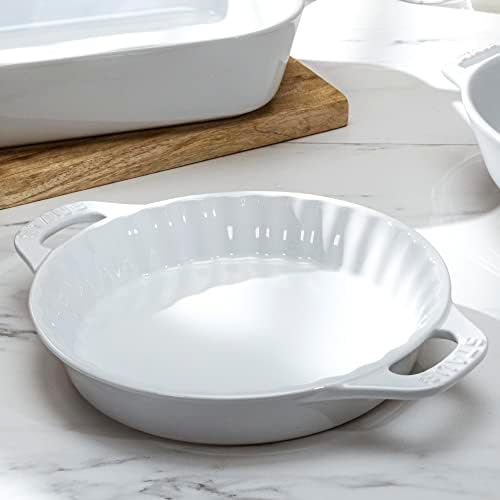 STAUB Ceramic Bakeware-Pie-Pans Dish, 9-inch, White