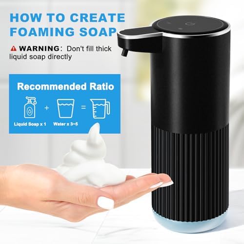 RYTOXILO Automatic Foaming Soap Dispenser, 2 Pack Black Touchless Foam