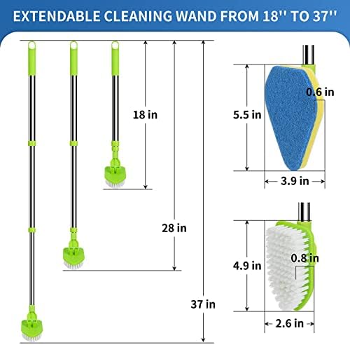 2 in 1 Scrub Cleaning Brush with 37” Extendable Handle