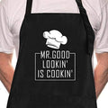 Rosoz Funny BBQ Black Chef Aprons for Men, Kitchen Cooking Grill
