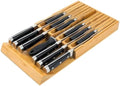 VaeFae Bamboo Knife Drawer Organizer for 12 Knives