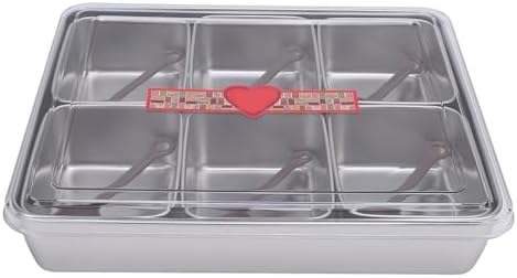 Divided Serving Tray with Lid, Stainless Steel 6 Removable Compartment