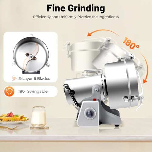 Electric Grain Mill Grinder, 2500g, 4500W