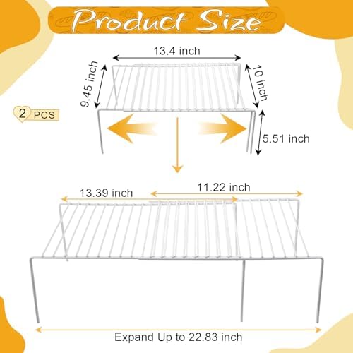 Kitchen Cabinet Expandable Shelf Organizers Set of 2, Adjustable Metal