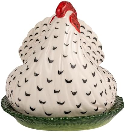 Creative Co-Op Stoneware Vintage Reproduction Hen Shaped Butter Dish