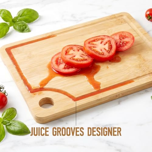 VIVIGU Bamboo Cutting Boards for Kitchen, 3-Piece Wood Cutting Board