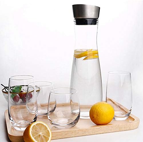 Water Carafe 1.2 Litre Acrylic Transparent Carafe with Lids, Glass