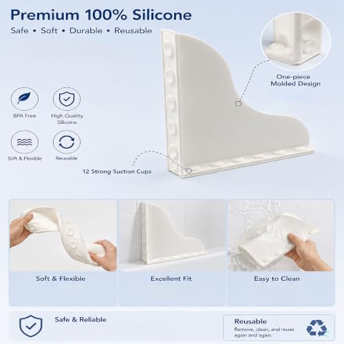 2 Pack 10x10 Inch Shower Splash Guard for Bathtub & Bathroom Sink