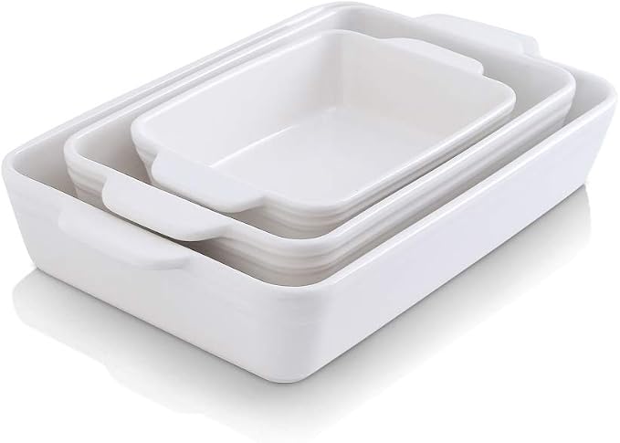 KOOV Bakeware Set, Ceramic Baking Dish Set, Rectangular Casserole Dish Set by KOOV