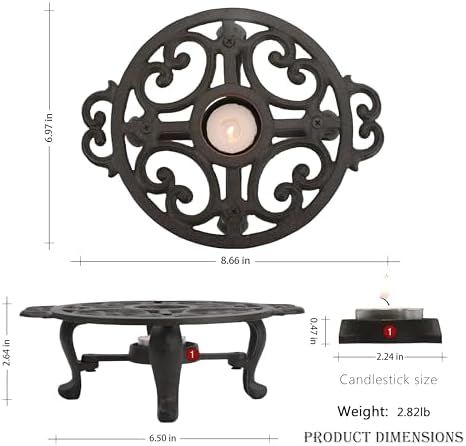 Cast Iron Teapot Warmer, Tea Pot Warmer with Tealight Holder, Portable