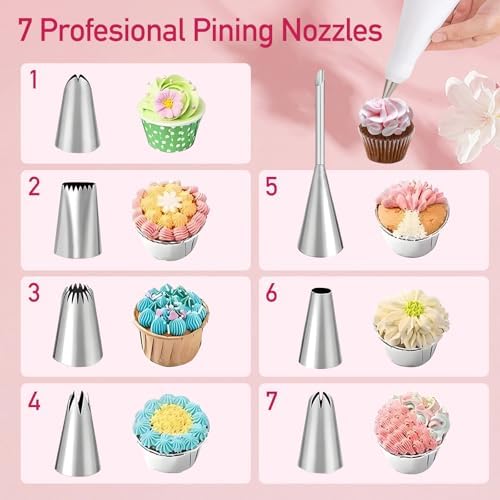 14pcs Reusable Piping Bags and Tips Set,16inch Cotton Baking Kit with